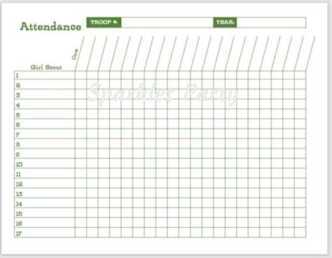 Printable Girl Scout Attendance Sheet - Etsy