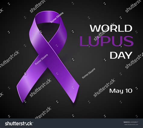 Purple Lupus Awareness Ribbon Over Black Stock Illustration 444068827 ...