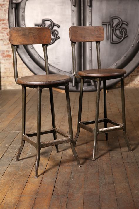 Pair of Original Vintage Industrial Stools - Get Back Inc