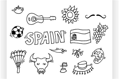 Love Spain, doodles symbols of Spain. By Netkoff | TheHungryJPEG