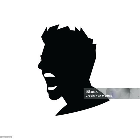 Man Facial Expressions With Agitated Mood Simple Flat Black And White Icon Silhouette Emotions ...