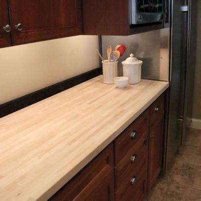 HARDWOOD REFLECTIONS 6 ft. L x 25 in. D Unfinished Maple Solid Wood Butcher Block Countertop ...