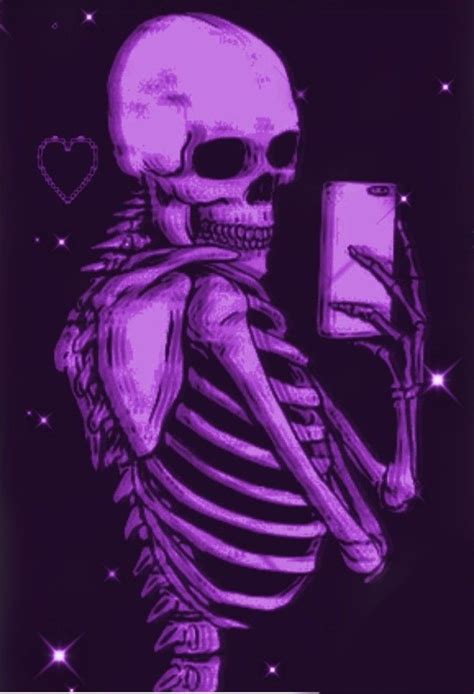 a skeleton holding a cell phone in its right hand and looking at it's screen