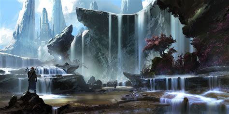 2560x1440 resolution | waterfalls wallpaper, fantasy art HD wallpaper | Wallpaper Flare