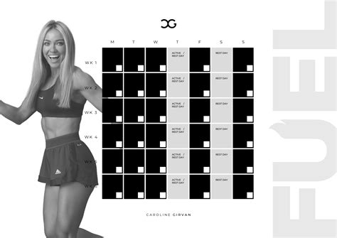 Caroline Girvan Workout Calendars And Monthly Color Calendar - My Fitness Routines