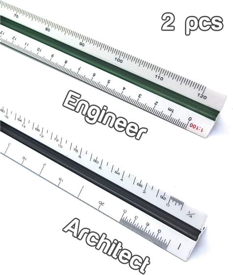 Amazon.com : BRAVO724 Architectural Scale Ruler and Engineering Triangle Ruler Set 12 Inch ...