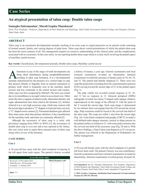 (PDF) An atypical presentation of talon cusp: Double talon cusps