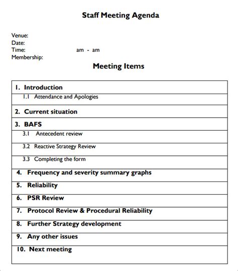 Faculty Meeting Agenda Template