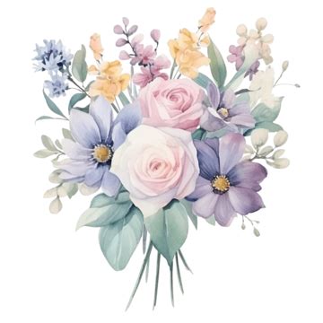 Watercolor Bouquet Flower, Watercolor, Watercolor Flower, Bouquet ...