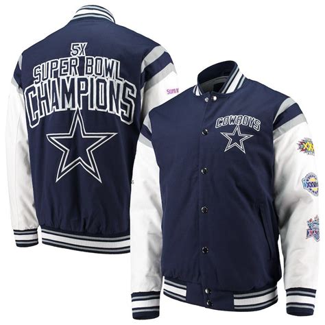 Dallas Cowboys Commemorative Canvas Varsity Jacket - Navy | Varsity ...