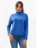 Riva Tricot blue cashmere wool turtleneck knitted box jumper sweater