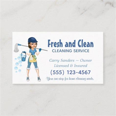 Cute Cartoon Maid House Cleaning Service Business Card | Zazzle | Cleaning business cards, Clean ...