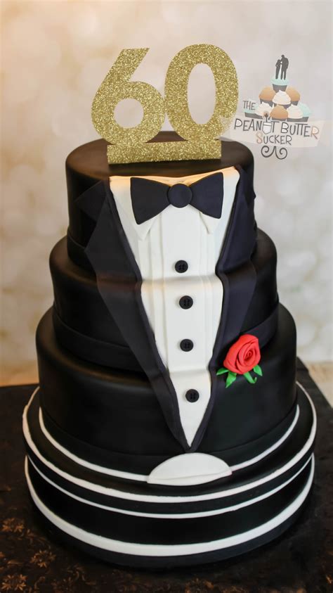 60th birthday tuxedo cake | 60th birthday cake for men, Birthday cakes for men, Cool birthday cakes