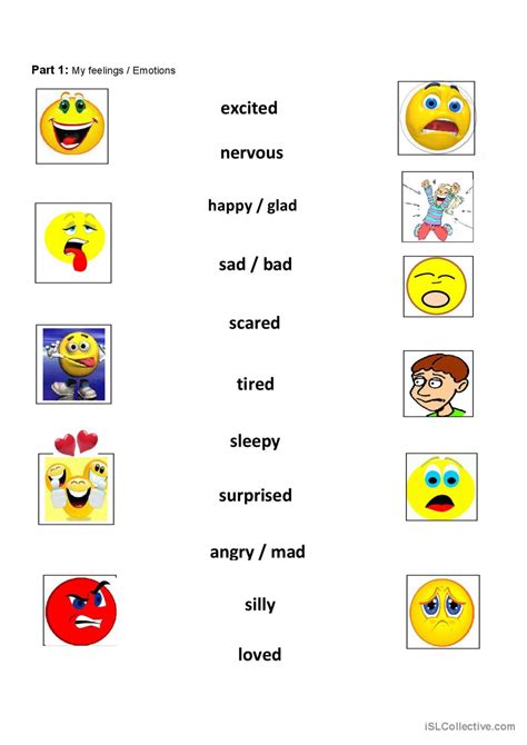 Emotions / Feelings Vocabulary: English ESL worksheets pdf & doc