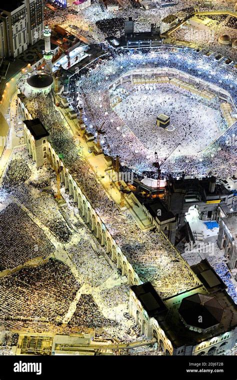 The Great Mosque and inside its courtyard, the "kaaba" cube, in rare and night images, taken ...