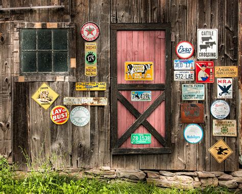 Old Barn Signs - Door And Window - Shadow Play Photograph by Gary Heller