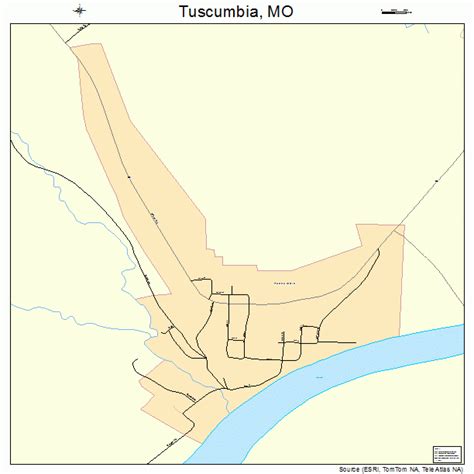 Tuscumbia Missouri Street Map 2974194