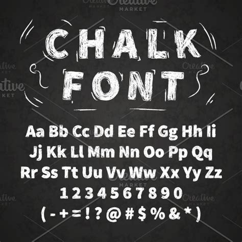 White chalk font on chalkboard ~ Graphics ~ Creative Market