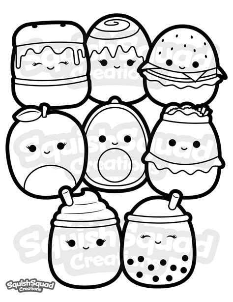 Página para colorear de Squishmallow, Página para colorear de Squishmallow imprimible, Hoja para ...