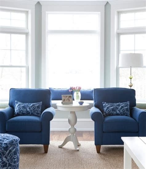 Modern Blue Accent Chairs with White Side Table