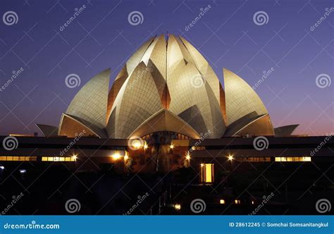 Lotus Temple At Night In Delhi, India Royalty-Free Stock Photo ...