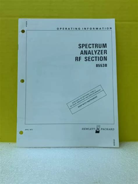 HP SPECTRUM ANALYZER RF Section 8553B Operating Information $39.99 ...