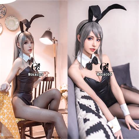 Anime Sakurajima Mai Cosplay Kostüm Cadılar Bayramı Kadınlar Siyah ...