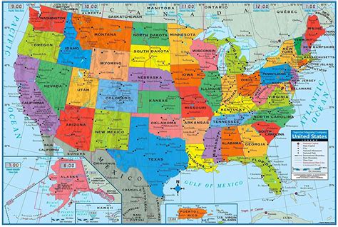 Superior Mapping Company United States Poster Size Wall Map 40 x 28 with Cities (1 Map) | Us ...