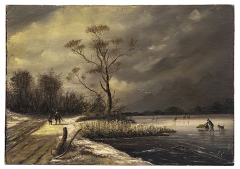 A Dutch Master Landscape Painting Attributed To Jan Jacob Coenraad Spohler 1837-1923 Winter ...