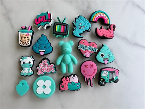 New Trending Pink and Teal Charms for Your Crocs, Croc Compatible Teal ...