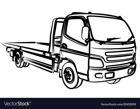 Sketch large tow truck Royalty Free Vector Image