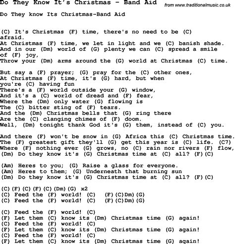 Song Do They Know It’s Christmas by Band Aid, song lyric for vocal ...