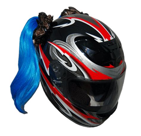 Blue Motorcycle Helmet pontails for Ladies