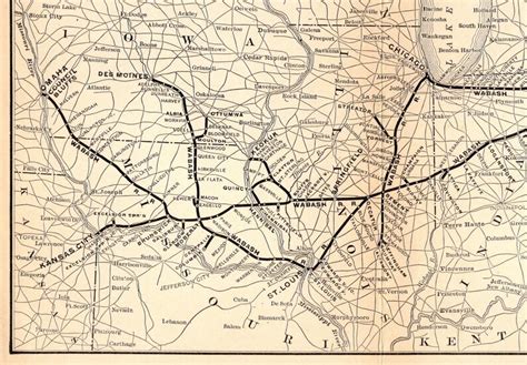 1905 Antique WABASH RAILROAD Map Vintage Wabash Railway Map | Etsy