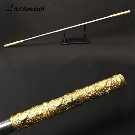 Stainless steel Monkey King Staff Carving dragon golden Cudgel Sun ...