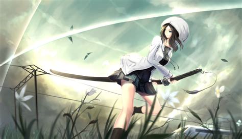 original, Black, Hair, Blue, Eyes, Flowers, Hat, Katana, Kikivi, Leaves, Original, Skirt, Socks ...