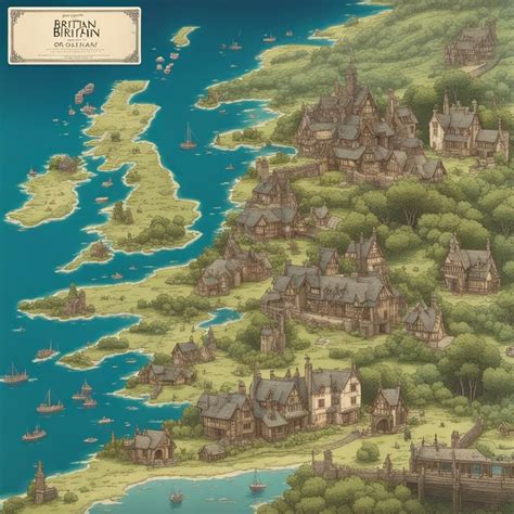 A highly detailed map of Britain made of hand tinted postcards of the appropriate places - AI ...