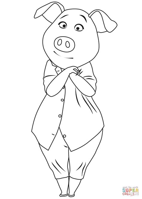 Pig Rosita from Sing coloring page | Free Printable Coloring Pages