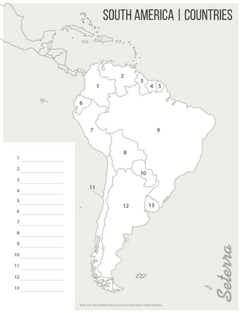 Blank South America Map Quiz - Anetta Mathilda