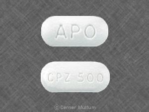 APO CPZ 500 Pill White Oval 4mm - Pill Identifier