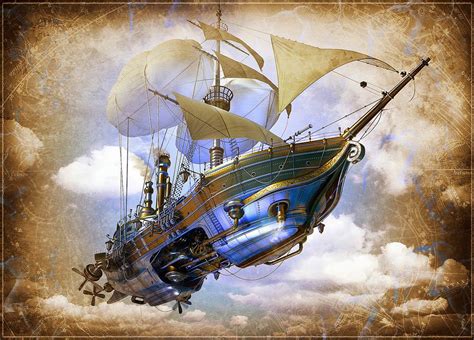 Steampunk airship, Steampunk art, Steampunk ship