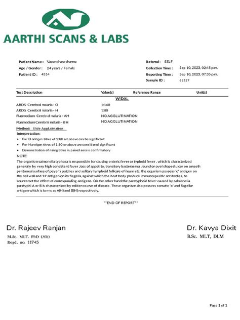 Aarthi Lab and Scan Report | PDF