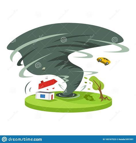 Hurricane in Countryside Cartoon Vector Illustration Stock Vector - Illustration of colorful ...