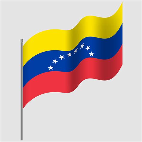 Waved Venezuela flag. Venezuela flag on flagpole. Vector emblem of ...