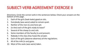 Subject and Verb Agreement. 7th Grade ELA Worksheets and Answer key ...