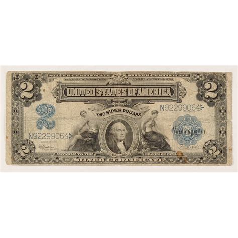 1899 $2 Two-Dollar U.S. Silver Certificate Large-Size Bank Note ...