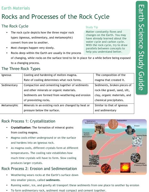 Rock Cycle Worksheet Middle School