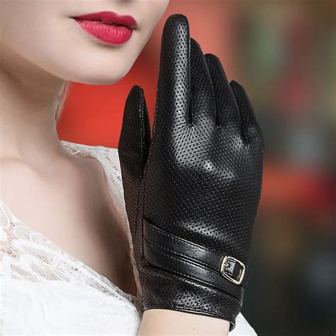 NEW 2019 Genuine Leather Women Gloves Female Elegant Black Sheepskin ...