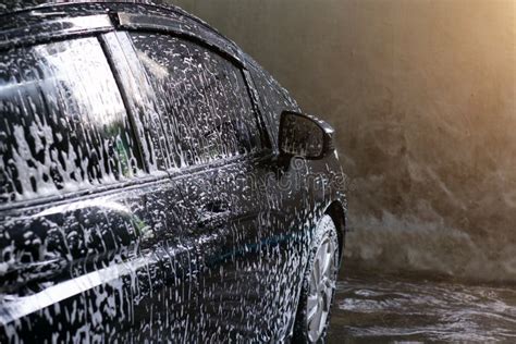 Selective Focus of Black Car Wash with Soap Stock Photo - Image of soap ...