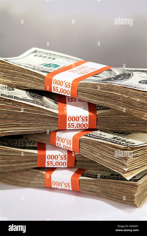 Stacks of Hundred Dollar Bills Five Thousand Per Stack Money Stock Photo - Alamy